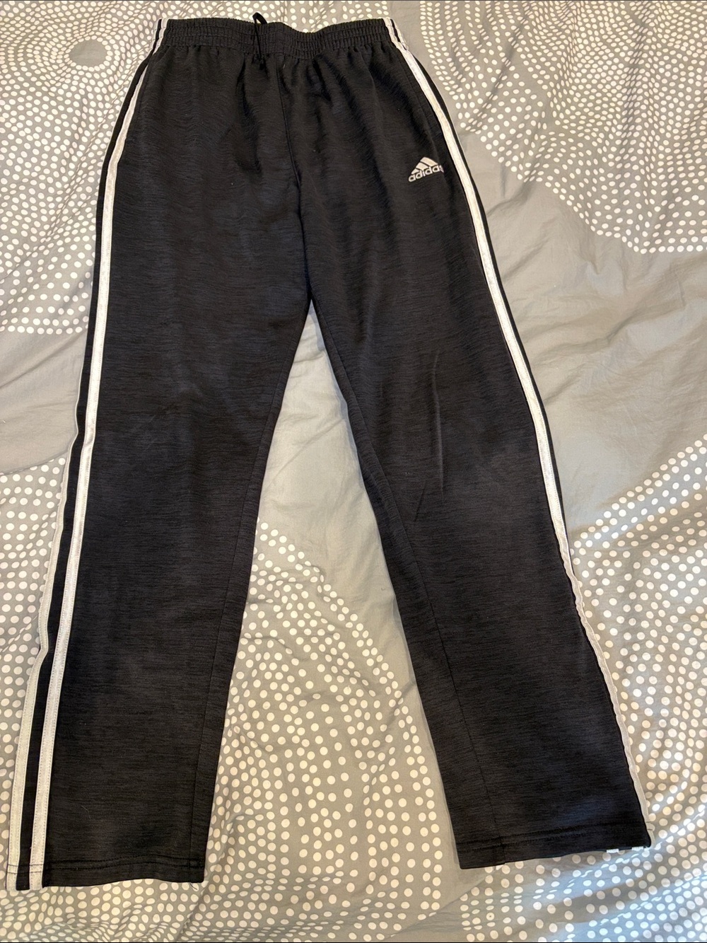 Adidas Charcoal Gray Jogger Pants with White Side Stripes - excellent condition